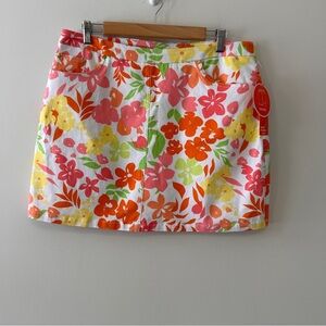 Hearts of Palm Womens Tropical Print Skort Size 14P Orange Floral pickle ball